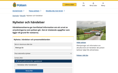 Blåljus Blekinge – håll koll på polisens utryckningar